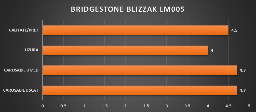 4. BRIDGESTONE Blizzak LM005 - a fost conceput pentru a oferi performante remarcabile pe zapada si gheata